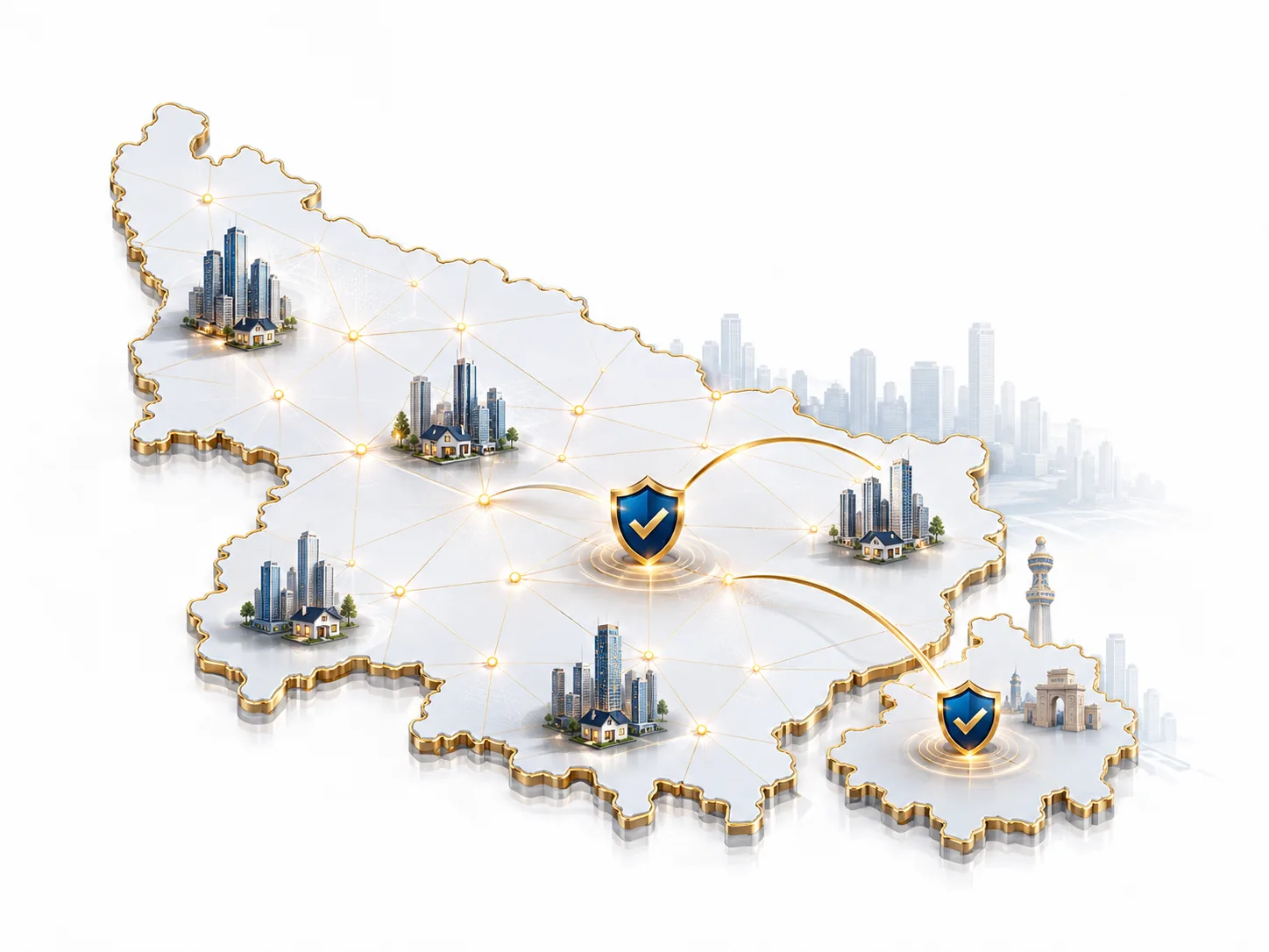 Illustrative Uttar Pradesh and Delhi service coverage graphic